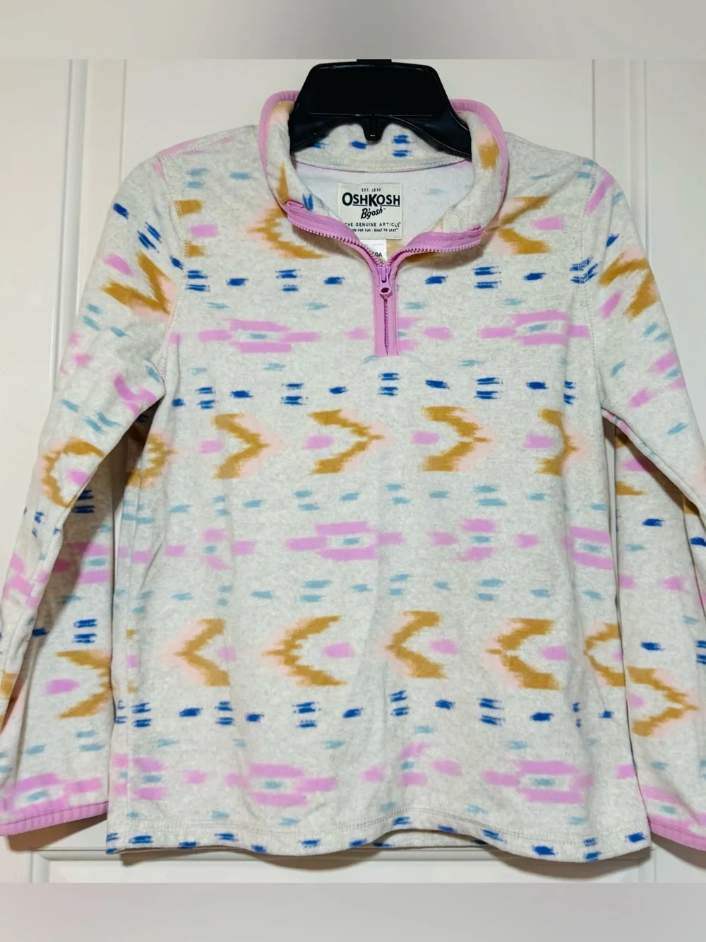 OshKosh B'gosh Cream Pullover with Pink, Mustard & Blue Aztec Print